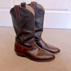 Vintage Frye Cowboy Boots Men Sz 11.5 D Two Tone Leather